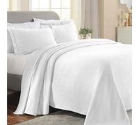 Superior Paisley Jacquard Matelassé Colcha, Algodón, Blanco, Plein
