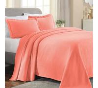 Superior Paisley Jacquard Matelassé Colcha, Algodón, Coral, Plein