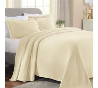 Superior Paisley Jacquard Matelassé Colcha, Algodón, Crema, Plein