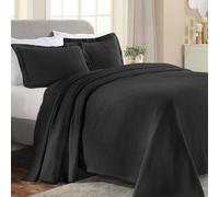 Superior Paisley Jacquard Matelassé Colcha, Algodón, Negro, Plein