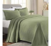 Superior Paisley Jacquard Matelassé Colcha, Algodón, Salvia, Cama Individual