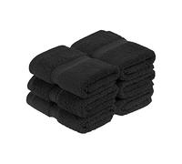 Superior Set de 6 Toallas faciales de algodón Egipcio, ultrasuaves, Esenciales, Gruesas y esponjosas, absorbentes, de Gran Peso, para baño de Invitados, Hotel, SPA, baño en casa, Ducha, Negro