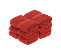 Superior Set de 6 Toallas faciales de algodón Egipcio, ultrasuaves, Esenciales, Gruesas y esponjosas, absorbentes, de Gran Peso, para baño de Invitados, Hotel, SPA, baño en casa, Ducha, Rojo