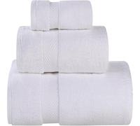Superior Zero Twist Parent Collection Toallas de baño 100% algodón sin torsión, súper Suaves y absorbentes, Color Blanco (Juego de 2), 3 Piece Towel Set