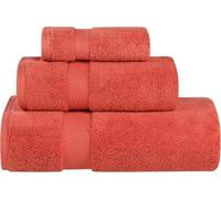 Superior Zero Twist Parent Collection Toallas de baño 100% algodón sin torsión, súper Suaves y absorbentes, Color ladrillo (Juego de 2), Brick, 3 Piece Towel Set