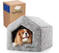SuperKissen24. Cama Pequeños Medianos Grandes Perros y Gatos - Casetas Perros para Uso en Interiores - Cama Cueva Impermeable - Oeko-Tex Certificado - 50x64x45 cm - Claw Gris