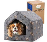 SuperKissen24. Cama Pequeños Medianos Grandes Perros y Gatos - Casetas Perros para Uso en Interiores - Cama Cueva Impermeable - Oeko-Tex Certificado - 50x64x45 cm - Patas Gris