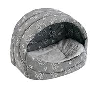 SuperKissen24. Cama Pequeños Medianos Grandes Perros y Gatos - Casetas Perros para Uso en Interiores - Cama Cueva Impermeable - Oeko-Tex Certificado - 61x45x41 cm - Lino Gris