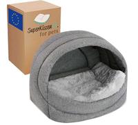 SuperKissen24. Cama Pequeños Medianos Grandes Perros y Gatos - Casetas Perros para Uso en Interiores - Cama Cueva Impermeable - Oeko-Tex Certificado - 61x45x41 cm - Claw Gris