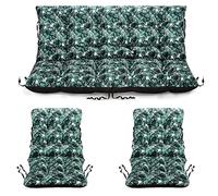 SuperKissen24. Cojín de Poliéster para Banco Exterior 100x50x60 + 2X 48x96 cm Asiento Cómodo e Impermeable para Bancos y Columpios de Jardín, Terraza - Exotic