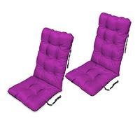 SuperKissen24. Cojín de Silla Jardin Asiento para Interior y Exterior Cómodo e Impermeable para Tumbonas de Jardin o Terraza, Mecedoras (Conjunto de 2-48x123x7 cm, Fucsia)