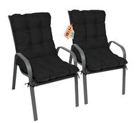 SuperKissen24. Cojín de Silla Jardin Asiento para Interior y Exterior Cómodo e Impermeable para Tumbonas de Jardin o Terraza, Mecedoras (Conjunto de 2-48x96x7 cm, Negro)