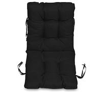 SuperKissen24. Cojín de Silla Jardin Asiento para Interior y Exterior Cómodo e Impermeable para Tumbonas de Jardin o Terraza, Mecedoras (48x96x7 cm, Negro)