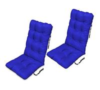 SuperKissen24. Cojín de Silla Jardin Asiento para Interior y Exterior Cómodo e Impermeable para Tumbonas de Jardin o Terraza, Mecedoras (Conjunto de 2-48x123x7 cm, Aciano)