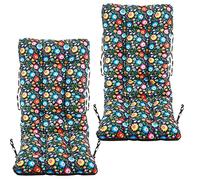 SuperKissen24. Cojín de Silla Jardin Asiento para Interior y Exterior Cómodo e Impermeable para Tumbonas de Jardin o Terraza, Mecedoras (Conjunto de 2-48x123x7 cm, Folk)