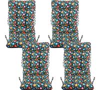 SuperKissen24. Cojín de Silla Jardin Asiento para Interior y Exterior Cómodo e Impermeable para Tumbonas de Jardin o Terraza, Mecedoras (Conjunto de 4-48x123x7 cm, Folk)