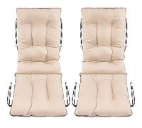 SuperKissen24. Cojín de Silla Jardin Juego de 2X 48x48x75 cm - Asiento para Interior y Exterior Cómodo e Impermeable para Tumbonas de Jardin - Lino Beige