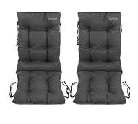 SuperKissen24. Cojín de Silla Jardin Juego de 2X 48x48x75 cm - Asiento para Interior y Exterior Cómodo e Impermeable para Tumbonas de Jardin - Lino Negro