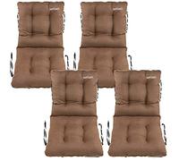 SuperKissen24. Cojín de Silla Jardin Juego de 4X 48x48x48 cm - Asiento para Interior y Exterior Cómodo e Impermeable para Tumbonas de Jardin - Lino marrón