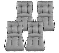 SuperKissen24. Cojín de Silla Jardin Juego de 4X 48x48x75 cm - Asiento para Interior y Exterior Cómodo e Impermeable para Tumbonas de Jardin - Lino Gris