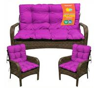 SuperKissen24. Cojín para Banco Exterior 100x50x60 + 2X 48x96 cm Asiento Cómodo e Impermeable para Bancos y Columpios de Jardín, Terraza - Fucsia