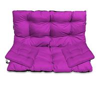 SuperKissen24. Cojín para Banco Exterior 100x50x60 cm + 2X 45x45 cm Asiento Cómodo e Impermeable para Silla, Bancos y Columpios de Jardín, Terraza - Fucsia