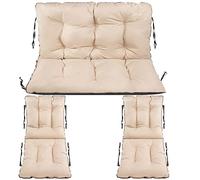 SuperKissen24. Cojín para Banco Exterior 100x60x50 cm + 2X 48x96 cm Cojín de Silla Jardin - Asiento Cómodo e Impermeable para Bancos y Columpios de Jardín, Terraza - Lino Beige