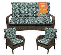 SuperKissen24. Cojín para Banco Exterior 180x50x60 + 2X 48x96 cm Asiento Cómodo e Impermeable para Bancos y Columpios de Jardín, Terraza - Exotic