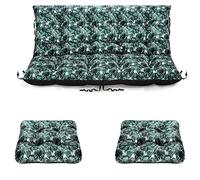 SuperKissen24. Cojín para Banco Exterior 180x50x60 cm + 2X 45x45 cm Asiento Cómodo e Impermeable para Silla, Bancos y Columpios de Jardín, Terraza - Exotic