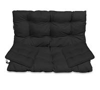 SuperKissen24. Cojín para Banco Exterior 180x50x60 cm + 2X 45x45 cm Asiento Cómodo e Impermeable para Silla, Bancos y Columpios de Jardín, Terraza - Negro