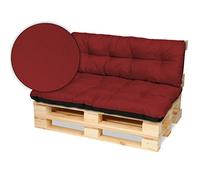 SuperKissen24. Cojín para Palet Sofá Banco 120x80 cm y Respaldo 120x38 cm Asiento Cómodo e Impermeable para Muebles Terazza Exterior - Rojo Oscuro