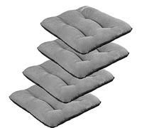SuperKissen24. Juego de 4 Cojines de Asiento - Cojín de Silla 45x45 cm para Interior y Exterior Cómodo e Impermeable para Muebles de Jardin, Terraza, para Suelo - Lino Gris