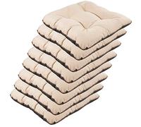 SuperKissen24. Juego de 8 Cojines de Asiento - Cojín de Silla 45x45 cm para Interior y Exterior Cómodo e Impermeable para Muebles de Jardin, Terraza, para Suelo - Lino Beige