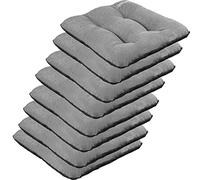 SuperKissen24. Juego de 8 Cojines de Asiento - Cojín de Silla 45x45 cm para Interior y Exterior Cómodo e Impermeable para Muebles de Jardin, Terraza, para Suelo - Lino Gris