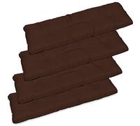 SuperKissen24. Set de 4 Cojín para Banco Exterior 120x38 cm Asiento Cómodo e Impermeable para Bancos y Columpios de Jardín, Terraza - Marrón
