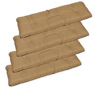 SuperKissen24. Set de 4 Cojín para Banco Exterior 120x38 cm Asiento Cómodo e Impermeable para Bancos y Columpios de Jardín, Terraza - Beige
