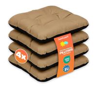 SuperKissen24. Set de 4 Cojines de Asiento - Cojín de Silla 45x45 cm para Interior y Exterior Cómodo e Impermeable para Muebles de Jardin, Terraza, para Suelo - Beige
