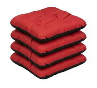 SuperKissen24. Set de 4 Cojines de Asiento - Cojín de Silla 45x45 cm para Interior y Exterior Cómodo e Impermeable para Muebles de Jardin, Terraza, para Suelo - Rojo
