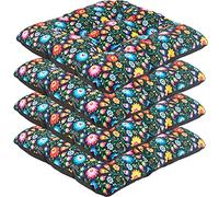 SuperKissen24. Set de 4 Cojines de Asiento - Cojín de Silla 45x45 cm para Interior y Exterior Cómodo e Impermeable para Muebles de Jardin, Terraza, para Suelo - Folk