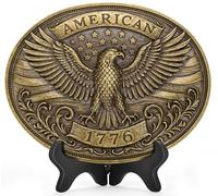 Superkred Hebillas de cinturón occidental para hombre, hebilla de cinturón de vaquero con bandera estadounidense para hombres y mujeres, Hebillas Vaqueras para hombre (E1776-bronce)