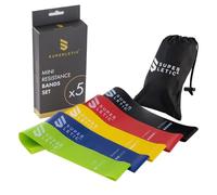 SUPERLETIC Bandas de energía, Bandas de Fitness de Resistencia, Pull-up y Entrenamiento de Resistencia, 5 fortalezas, Rojo, Negro, Morado, Verde y Azul, con guía de Entrenamiento (1 - Light (Rojo))