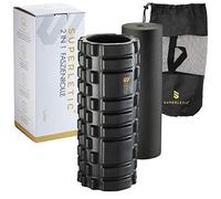 SUPERLETIC Rodillo Masaje Muscular, Rulo Pilates, Rodillo Miofascial 2en1, para Espalda, Pies y Piernas, Foam Roller para Fitness y Yoga, Estiramientos, Lesiones y Contracturas Musculares, Goma Negro