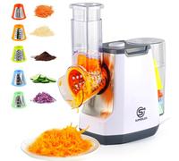 SUPERLEX Cortador de verduras eléctrico 5 en 1, mandolina con 5 cuchillas de tambor intercambiables, rallador de queso para frutas verduras zanahorias nueces rallador de cocina