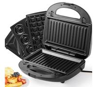SUPERLEX Juego de sandwichera multifuncional 4 en 1, para sandwichera, parrilla de contacto, gofrera, tartas, 2 rebanadas con revestimiento antiadherente, horneado de doble cara a temperatura
