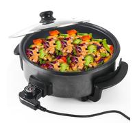 SUPERLEX Sartén Multifuncional 30x7 cm, 5,6 Litros Sartén Eléctrica con Tapa 1500W para Pizza, Paellera Eléctrica, Fiesta