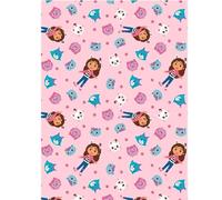 Superlicencias La Casa de Muñecas de Gabby, Manta Coralina Infantil, Diseño de Gatos y Muñecas, Gabby´s Dollhouse, Rosa, 110x150 cm