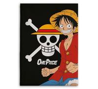 Superlicencias Manta Coralina One Piece, Diseño Monkey D. Luffy, 110 x 150 cm, Negro, Regalos Anime