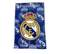 Superlicencias Real Madrid Manta Coralina, Azul con Logo Escudo del Club, HALA Madrid, 100 x 150 cm