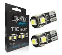 Superlite Set de 2 Bombillas T10 de 5 Leds de la Gama Blue Series Tecnología CanBus y Temperatura de Color de 6500K Ideal para Coche y Camión