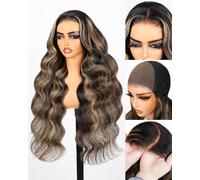 SUPERLOOK Peluca de cabello humano con encaje frontal degradado, pelucas de cabello humano sin pegamento, prearrancada, 12A, 210% de densidad, 6 x 5, nudos pequeños precortados (20 pulgadas, pelucas